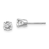 14K White Gold Diamond Stud Earrings with Rhodium Plating
